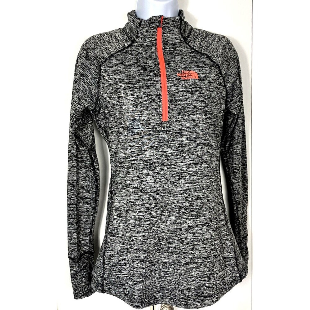 The North Face Fleece Pullover Womens Small Tangerine/Black Quarter Zip